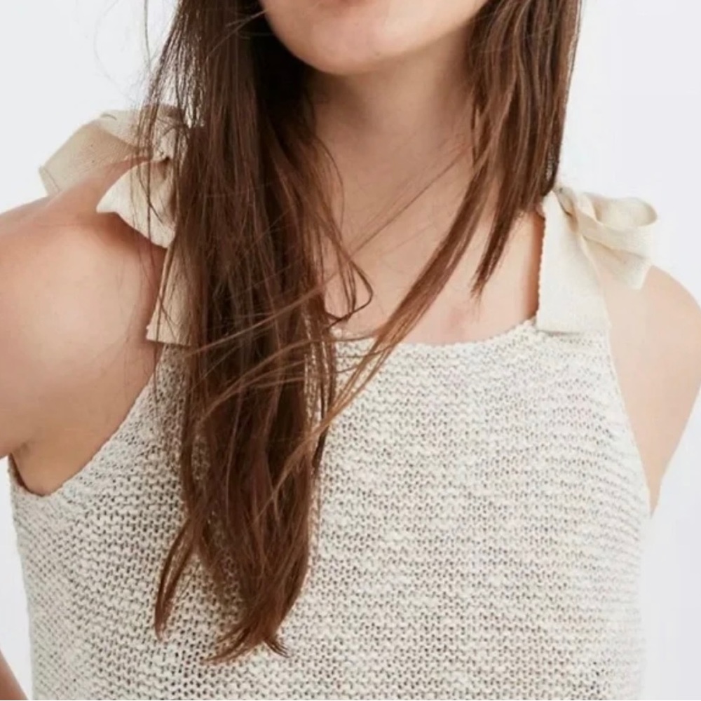 MADEWELL HIGHGATE SHOULDER TIE KNIT SWEATER TANK M CREAM